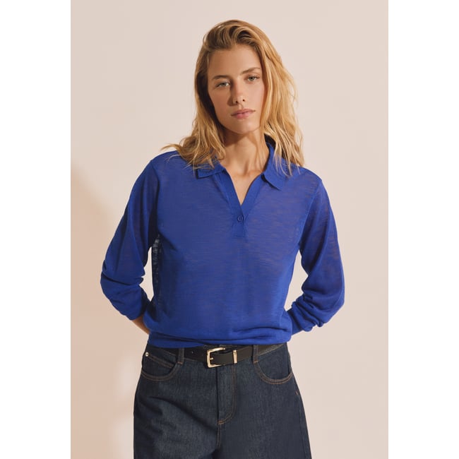 Pull en maille fine PIA bleu royal <span itemprop=