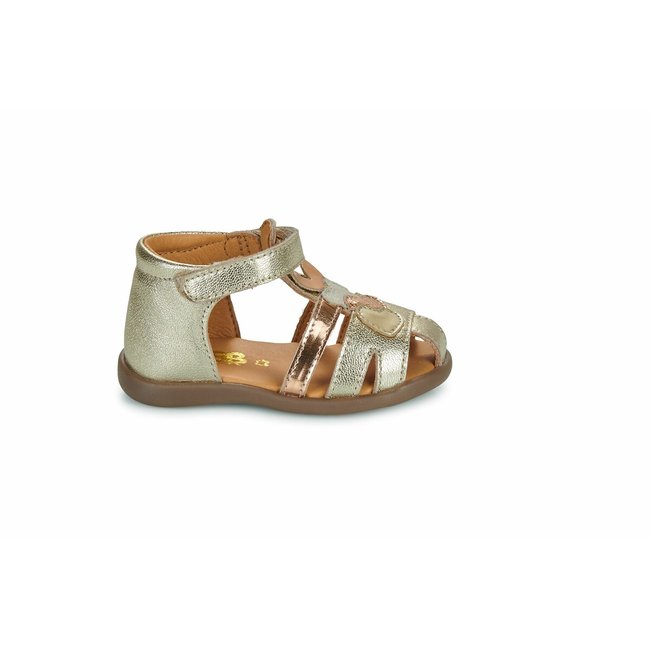 Sandálias em pele, Enita dourado <span itemprop=