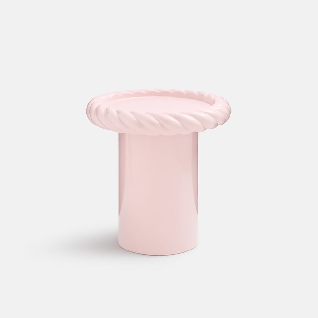 Bout de canapé, laqué brillant, bords tressés, ROPA Couleur rose <span itemprop=