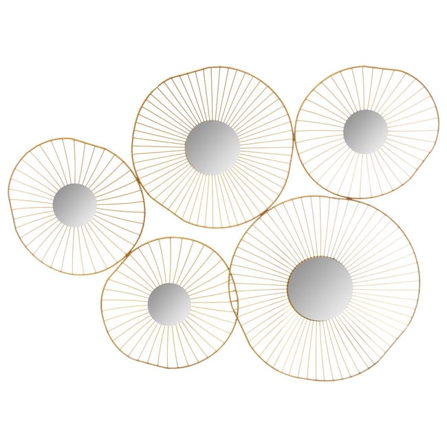 Décoration Murale 5 Miroirs Couleur doré <span itemprop=