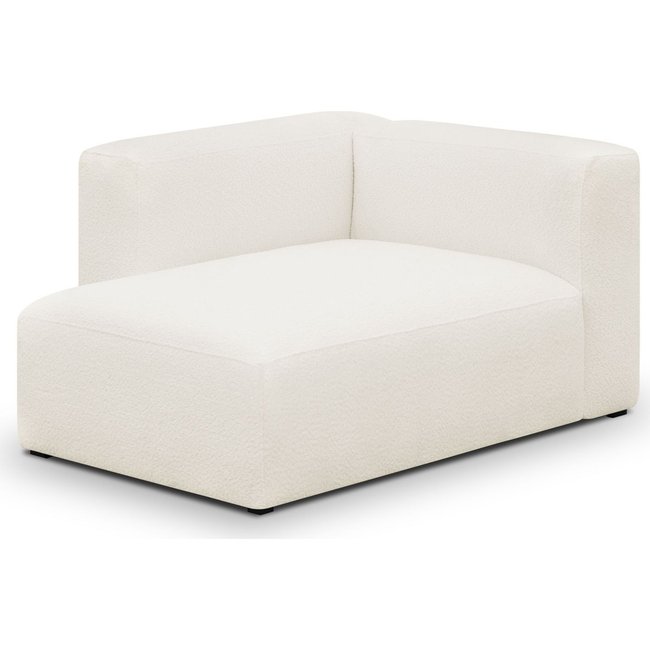 Méridienne d'angle à gauche modulable en tissu bouclette - MODULO Couleur beige <span itemprop=