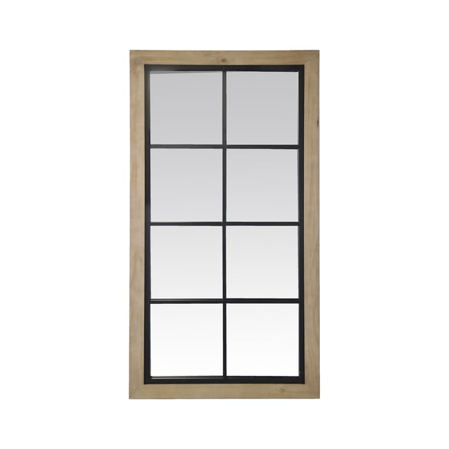Miroir industriel en bois et métal 65x123cm Couleur noir <span itemprop=