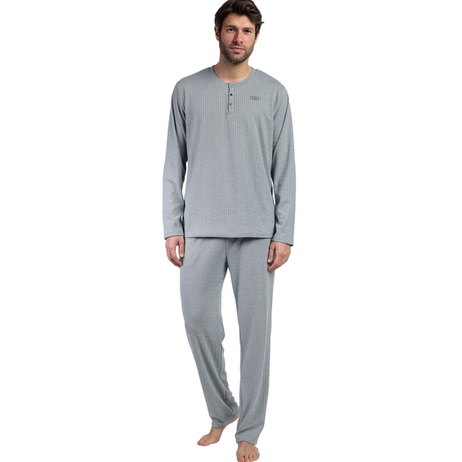Pyjama pantalon top manches longues Supersoft bleu <span itemprop=