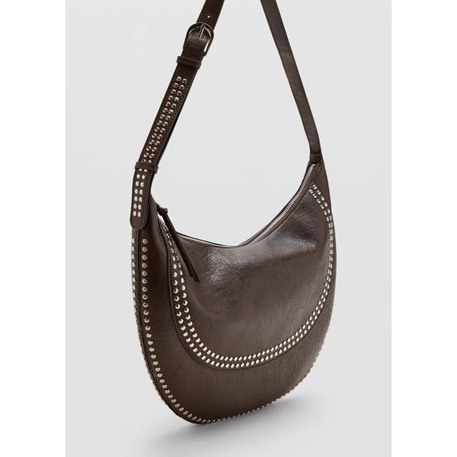 Sac porté épaule clouté chocolat <span itemprop=