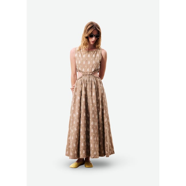 Robe longue STELLARIA marron glace <span itemprop=