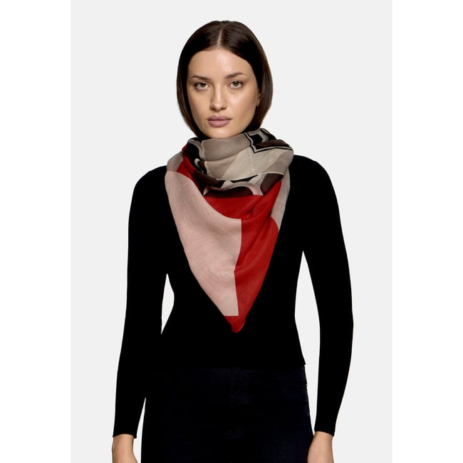 Foulard à impression taupe/rouge <span itemprop=