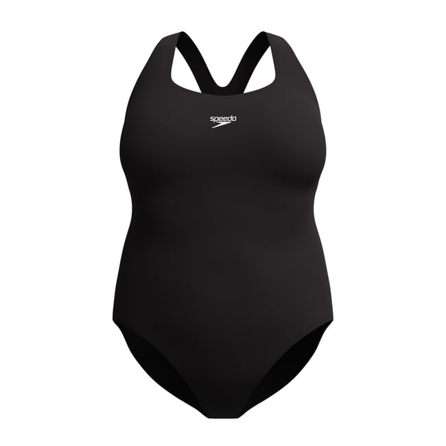 Maillot de bain 1 pièce uni dos nageur MEDALIST noir <span itemprop=