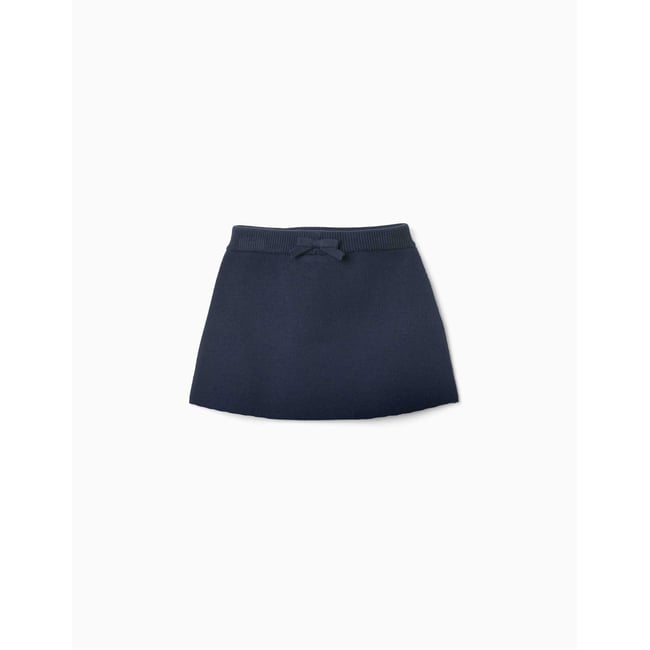 Jupe en maille avec nœud décoratif bleu foncé <span itemprop=