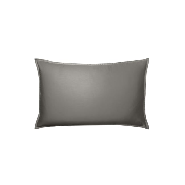 Taie d'oreiller unie en satin de coton, PALAZZO gris zinc <span itemprop=