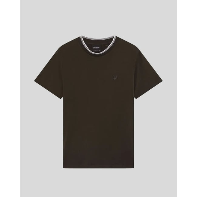 T-shirt en coton à liserés contrastés noir licorice/ blanc <span itemprop=