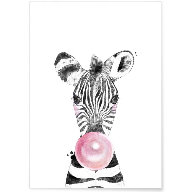 Poster Bulle de Zèbre Rose Couleur blanc <span itemprop=