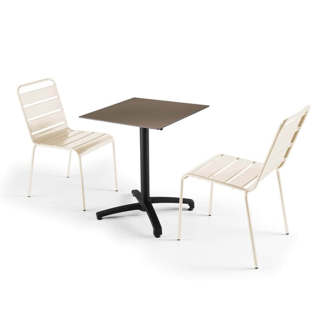 Ensemble table inclinable en HPL et 2 chaises en métal - OVIALA