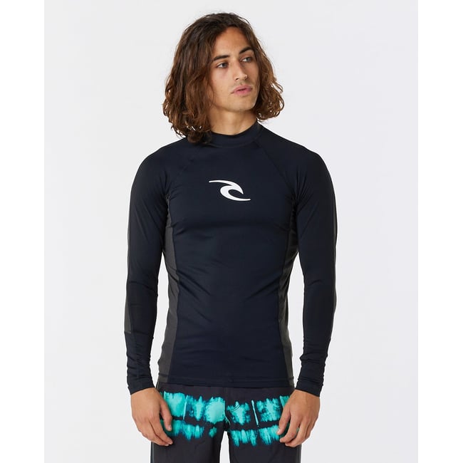 T-shirt protection UV à manches longues WAVES UPF Perf noir <span itemprop=
