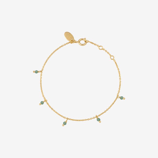 Bracelet doré agate verte - milady vert <span itemprop=