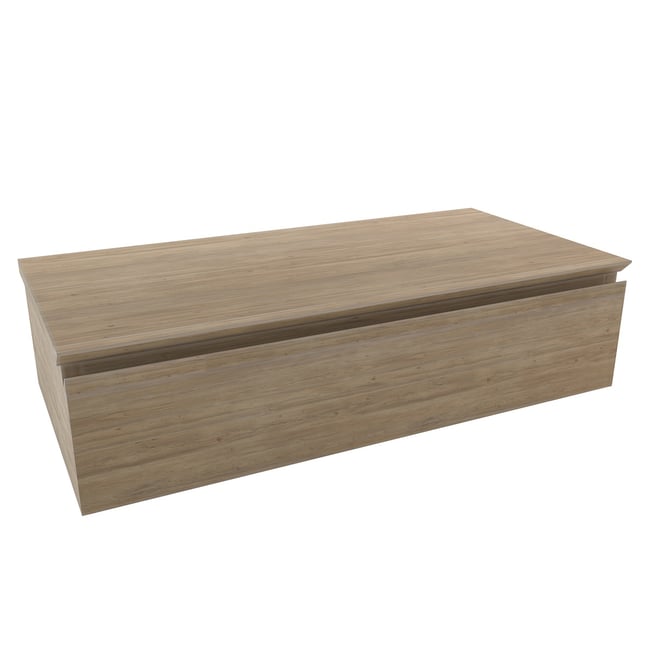 Meuble suspendu 1 tiroir en teck massif 90 cm - KHALEI Couleur naturel <span itemprop=