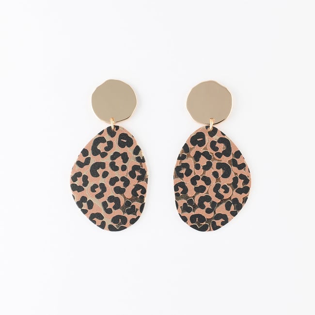 Boucles d'oreilles Balagane imprimé léopard marron <span itemprop=