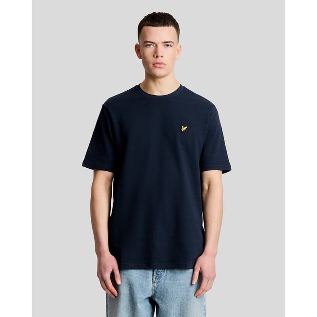 T-shirt jacquard texturé bleu foncé marine <span itemprop=