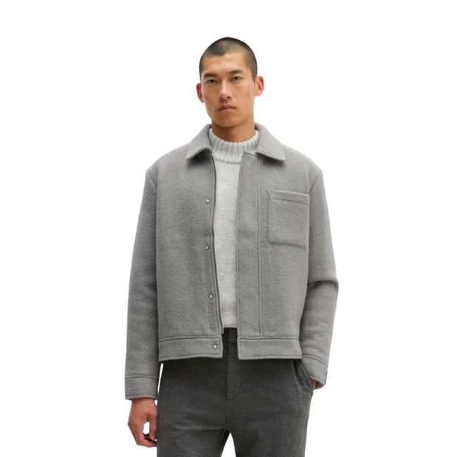 Blouson en laine coupe classique légèrement rembourré gris <span itemprop=