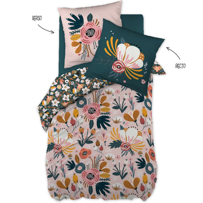 Parure Housse de couette Collection Ballade Champêtre multicolore <span itemprop=