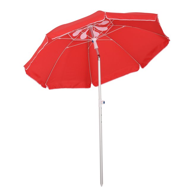 Parasol inclinable octogonal Ø 190 cm sac de transport alu polyester rouge <span itemprop=