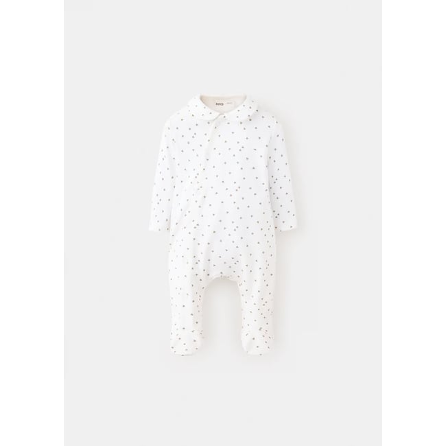 Pyjama long imprimé blanc cassé <span itemprop=