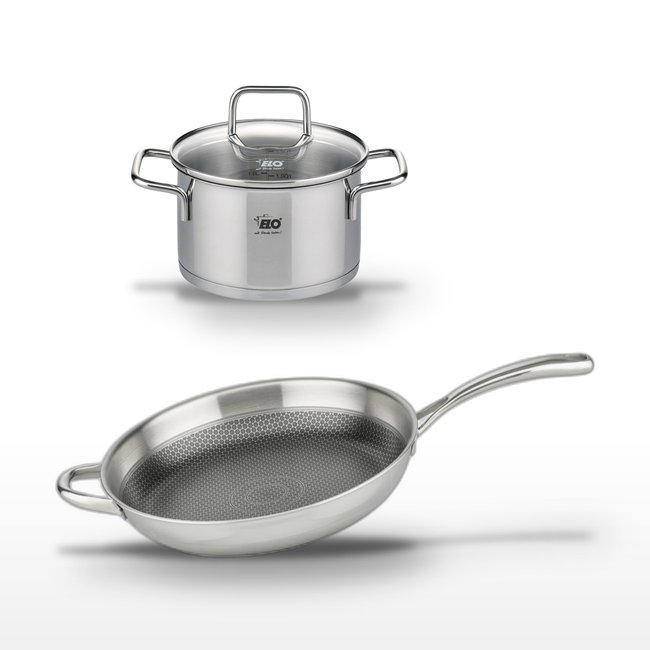 Batterie 1 poêle 32cm + 1 faitout 12cm RELIEF EVOLUTION inox <span itemprop=