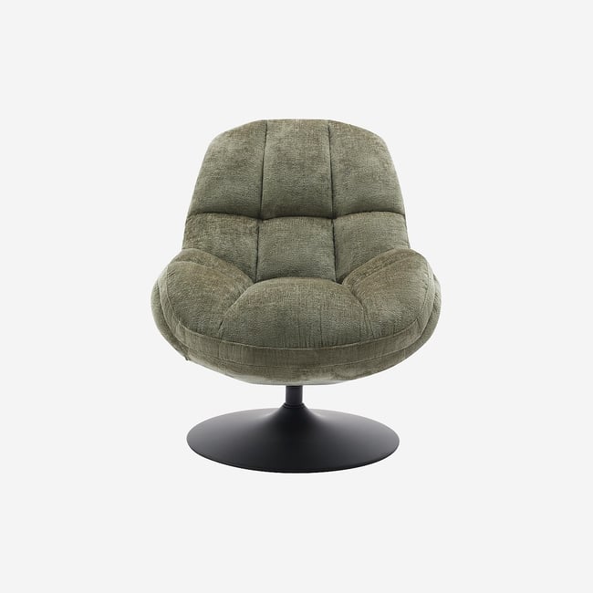 Fauteuil pivotant en tissu chenille et métal mat MOGLIANO - HABITAT