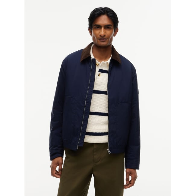 Veste, col chemise contrasté bleu marine <span itemprop=