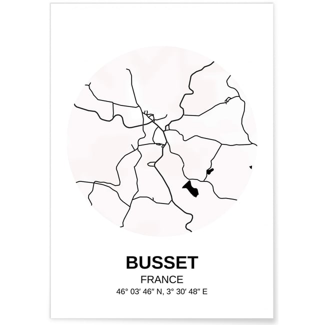 Affiche Carte Busset Couleur blanc <span itemprop=