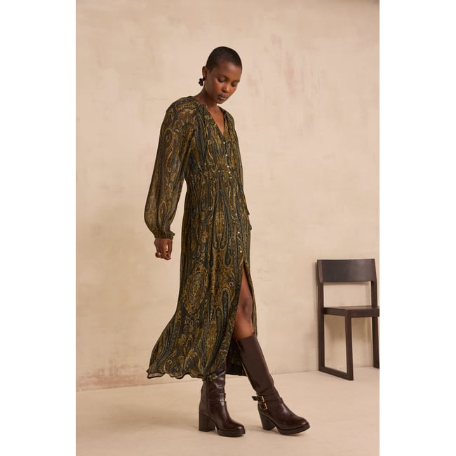 Robe fluide vert sapin en viscose PEPITE cypres <span itemprop=