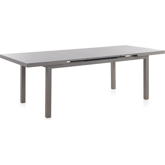 Table extensible aluminium  et verre trempé pour jardin taupe aluminium et verre trempé <span itemprop=
