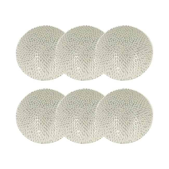 Lot de 6 coupelles en porcelaine 15cm, JASMIN Couleur blanc-gris <span itemprop=