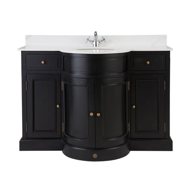 Meuble de salle de bain en bois massif noir L131 cm - HAUSSMANN Couleur noir <span itemprop=