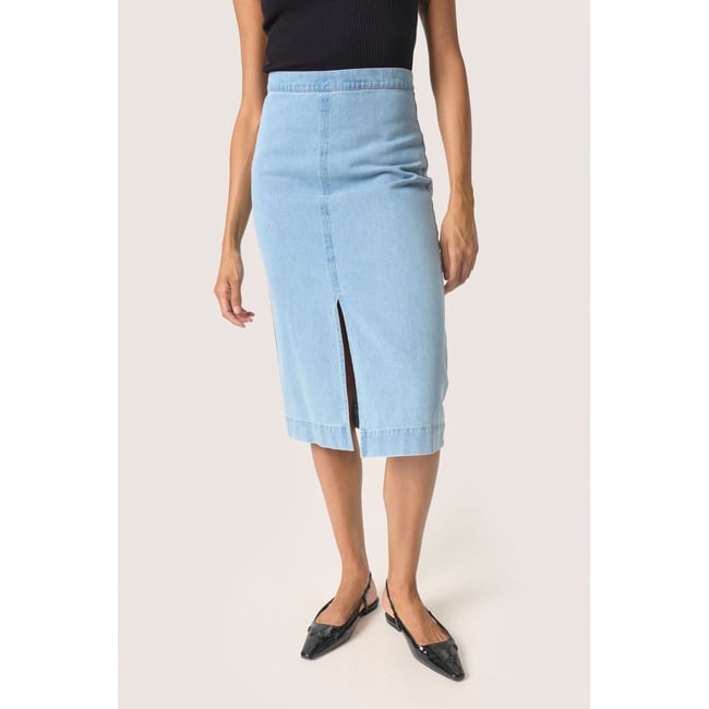 SOAKED IN LUXURY Jupe casual SLAnnabeth bleu light blue denim <span itemprop=