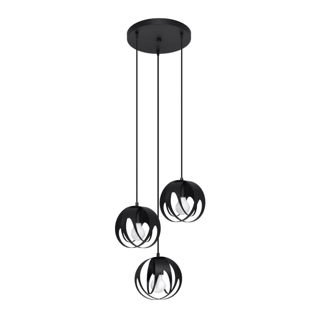 Suspension Acier Noir E27 3 Tulos Couleur noir <span itemprop=