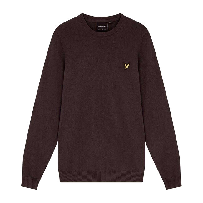 Pull uni à col ras-du-cou marron foncé <span itemprop=