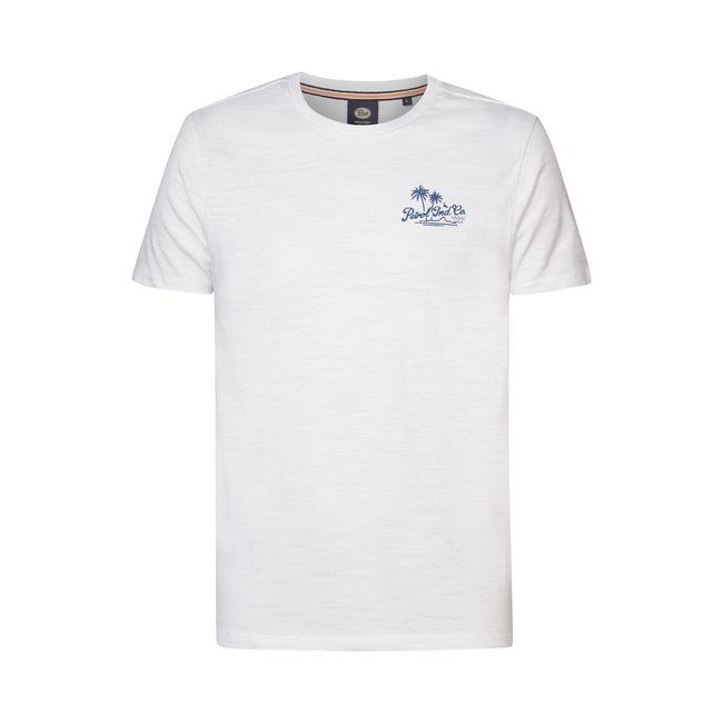 Embroidered Logo Cotton T-Shirt with Crew Neck, white, PETROL INDUSTRIES