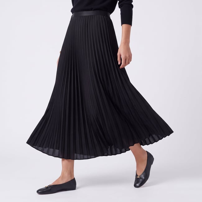 Jupe plisée midi avec taille élastique satinée CLEANE - ARTLOVE