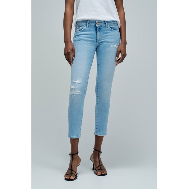 JEAN WONDER PUSH UP CROPPED SKINNY bleu turquoise <span itemprop=