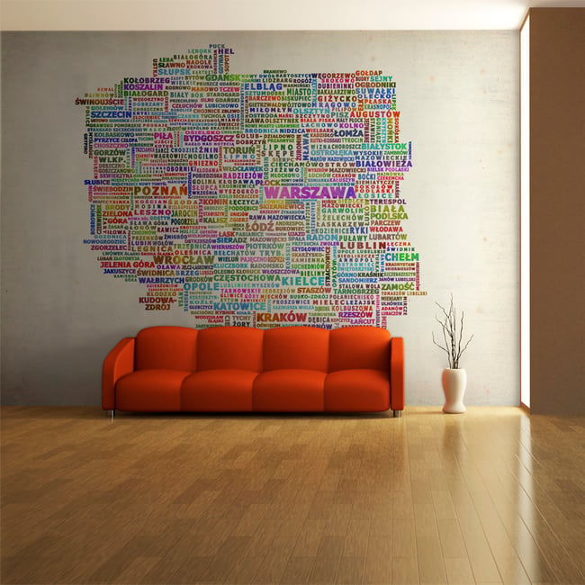 Papier peint intissé panoramique Carte du monde From the sea to the Tatras Couleur multicouleur <span itemprop=