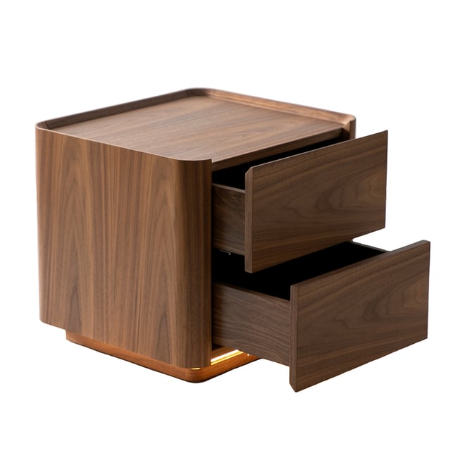 Table de chevet en noyer avec éclairage Couleur walnut <span itemprop=