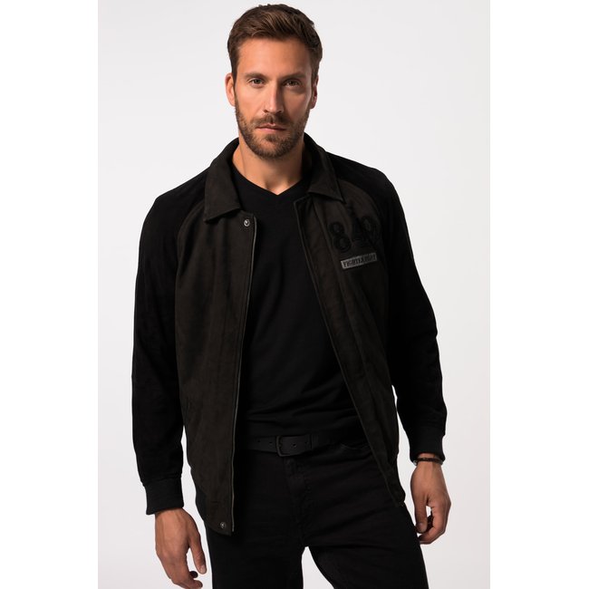 Blouson en cuir nappa d'agneau raffiné noir <span itemprop=