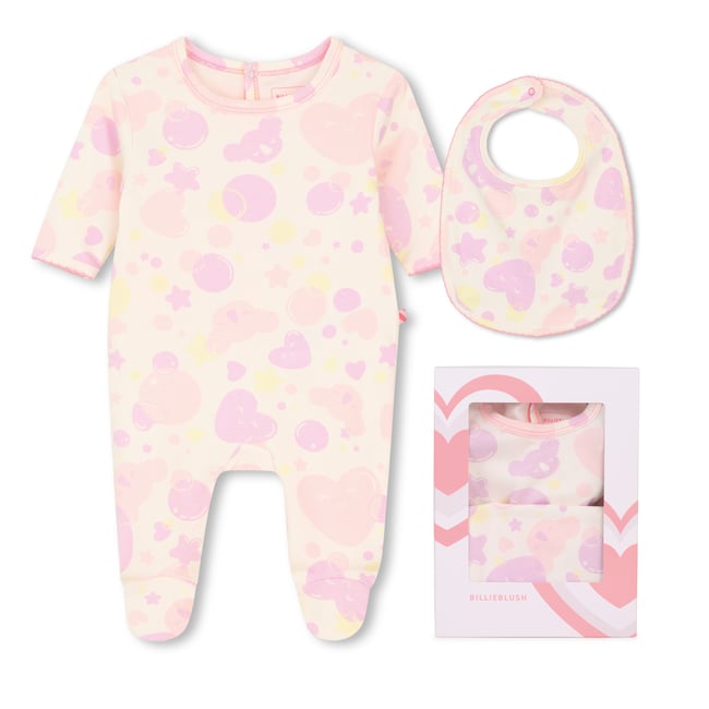 Ensemble pyjama et bavoir rosee <span itemprop=