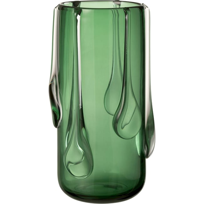 Vase en verre soufflé fait main, Effet dégoulinant Couleur vert <span itemprop=
