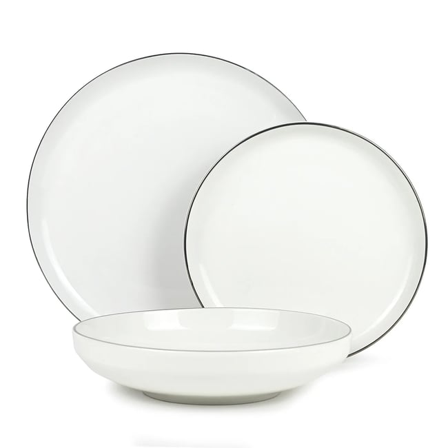 Service 18 pièces en porcelaine - Sélène Couleur blanc <span itemprop=