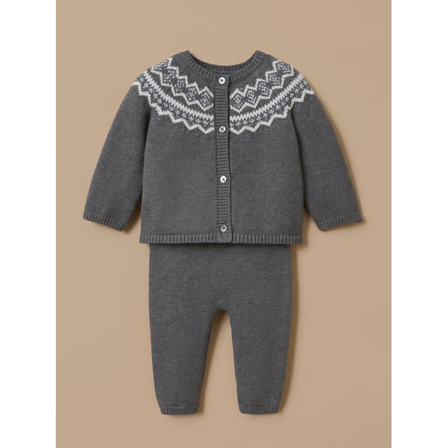 Ensemble motif jacquard gris chine <span itemprop=