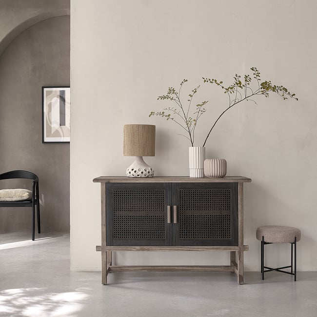 Buffet en bois recyclé massif 120 cm  JUNKO Couleur gris <span itemprop=