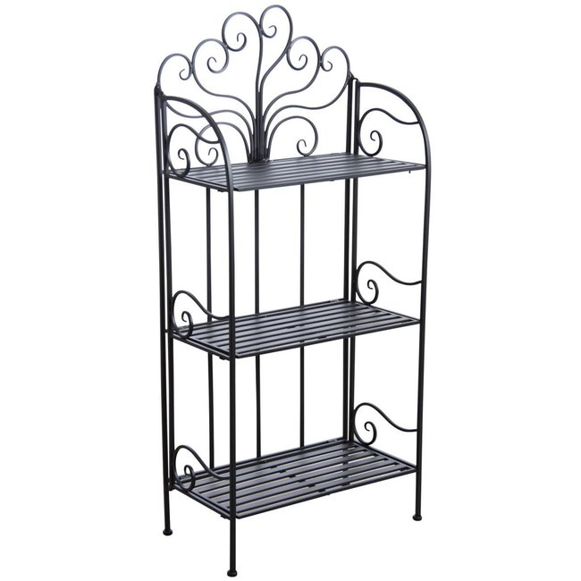 Etagère pliante en métal Arabesques 3 tablettes Couleur noir <span itemprop=