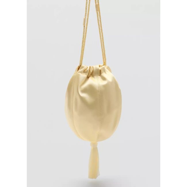 Sac à main en satin à franges jaune pastel <span itemprop=