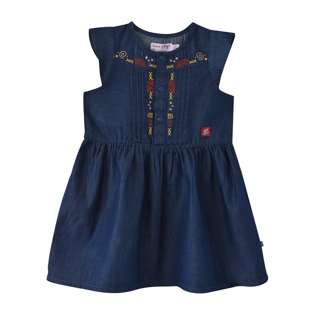 Robe chasuble esperanza en jean bleu <span itemprop=